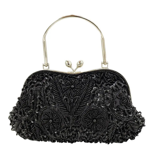 Boutique De FGG Elegant Frame Women Formal Beaded Evening Purses and Handbags Bridal Sequins Clutch Bag Cocktail Party Bag