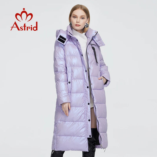 Astrid Winter Women's coat women parka long warm Bright fabric fashion Jacket hooded large sizes trendy female clothing 9510
