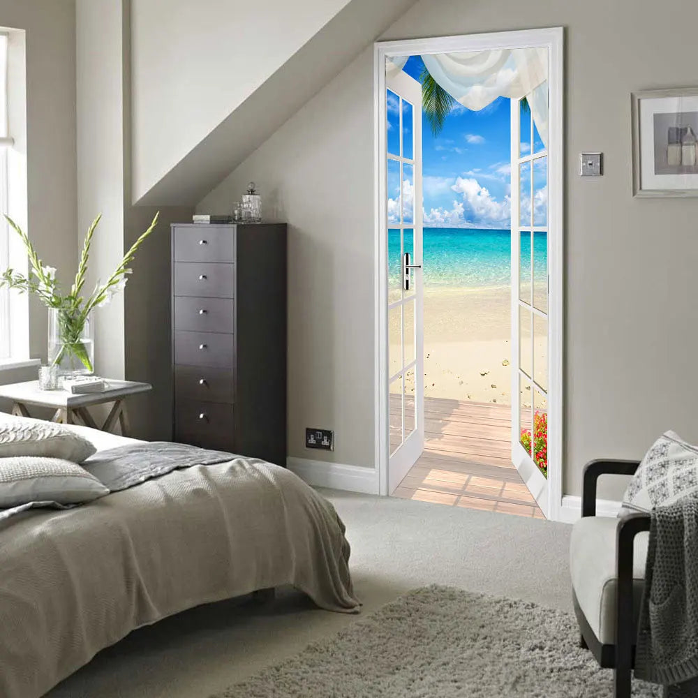 Simulation Of Gilt Leaves DIY Door Stickers Home Decoration Wall Sticker Kitchen Art Mural Peel & Stick Waterpoof PVC Wallpaper