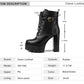 Black Platform Combat Ankle Boots For Women Round Toe Buckle Strap Woman Lace Up Shoes Winter Biker Boot Motorcycle Bottes 41 42