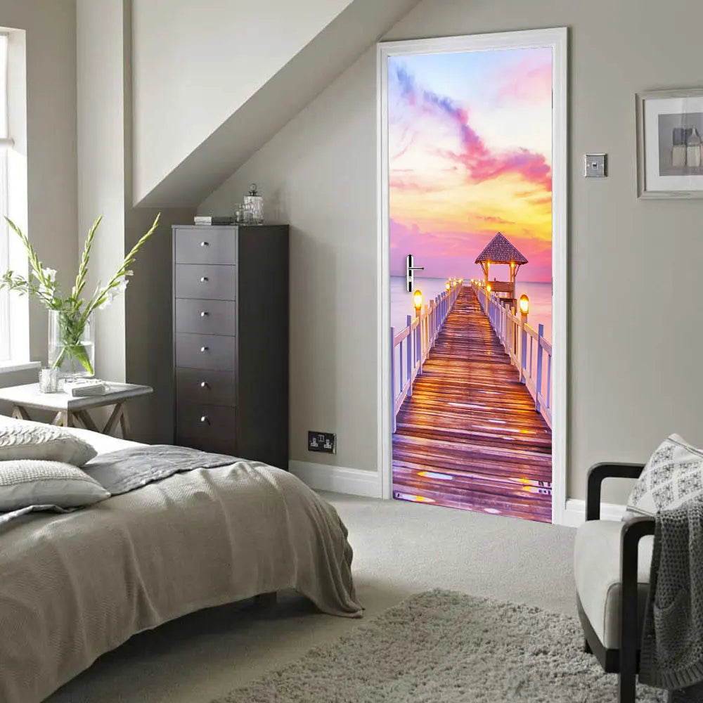 Simulation Of Gilt Leaves DIY Door Stickers Home Decoration Wall Sticker Kitchen Art Mural Peel & Stick Waterpoof PVC Wallpaper