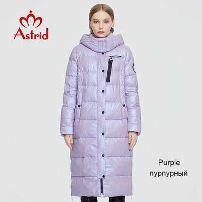 Astrid Winter Women's coat women parka long warm Bright fabric fashion Jacket hooded large sizes trendy female clothing 9510