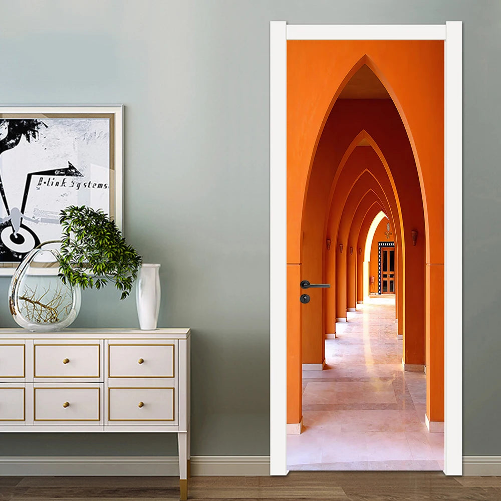 Simulation Of Gilt Leaves DIY Door Stickers Home Decoration Wall Sticker Kitchen Art Mural Peel & Stick Waterpoof PVC Wallpaper