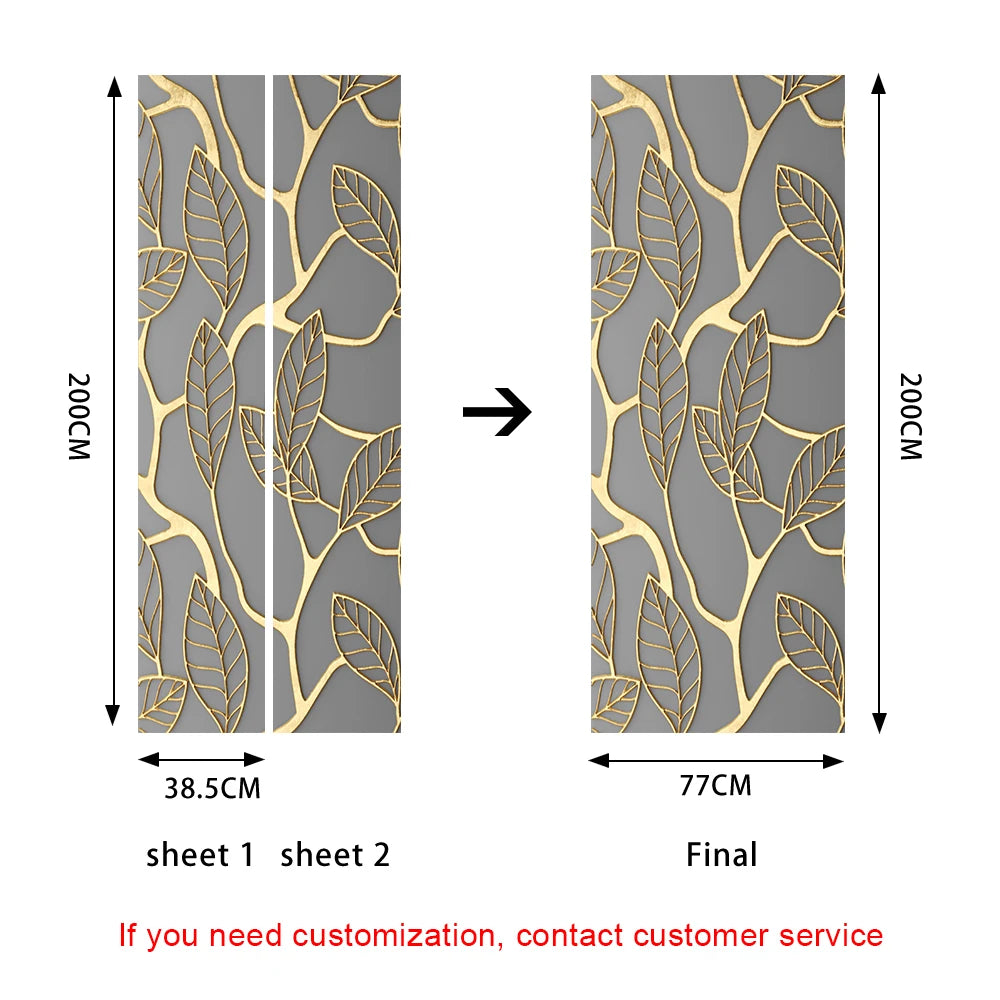 Simulation Of Gilt Leaves DIY Door Stickers Home Decoration Wall Sticker Kitchen Art Mural Peel & Stick Waterpoof PVC Wallpaper