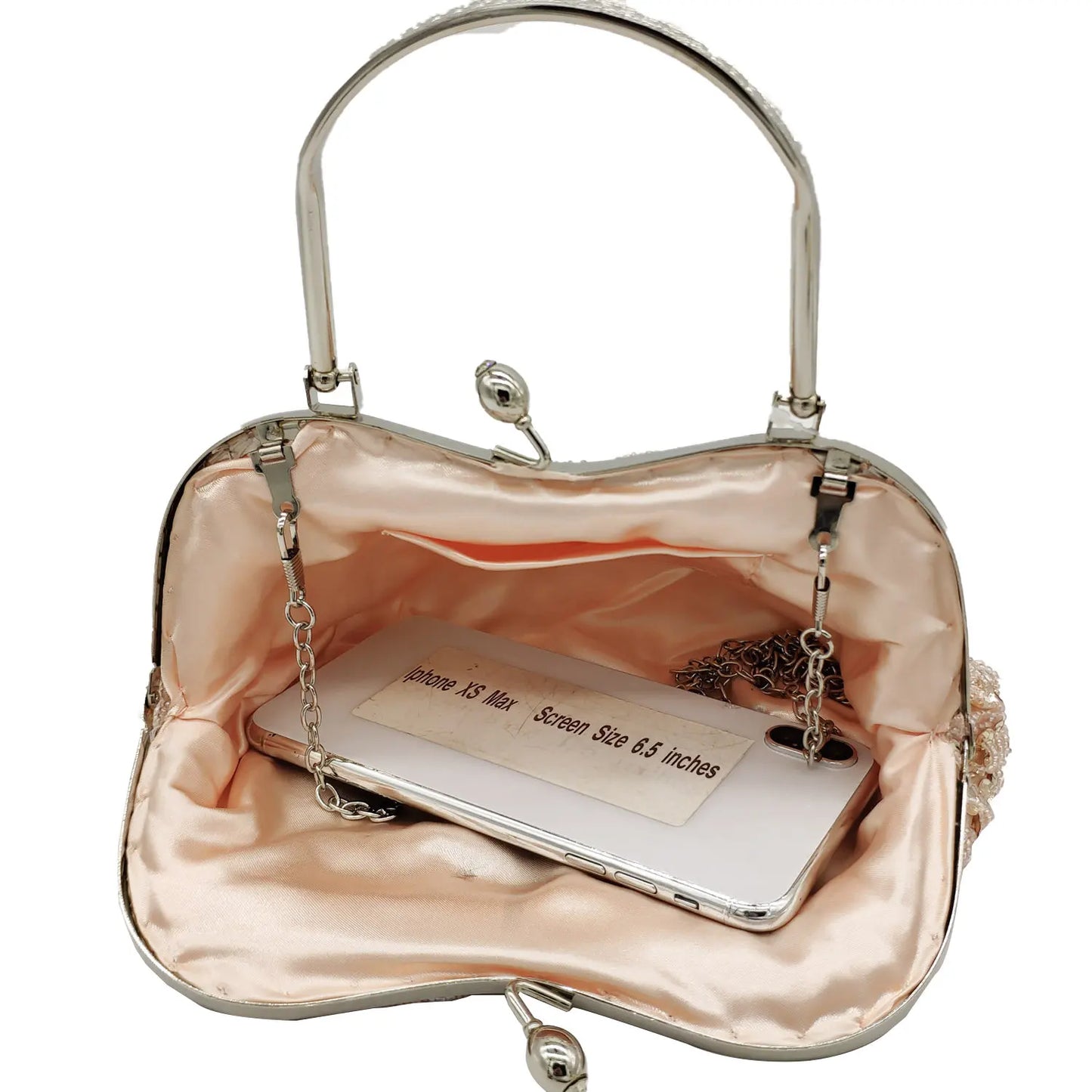 Boutique De FGG Elegant Frame Women Formal Beaded Evening Purses and Handbags Bridal Sequins Clutch Bag Cocktail Party Bag