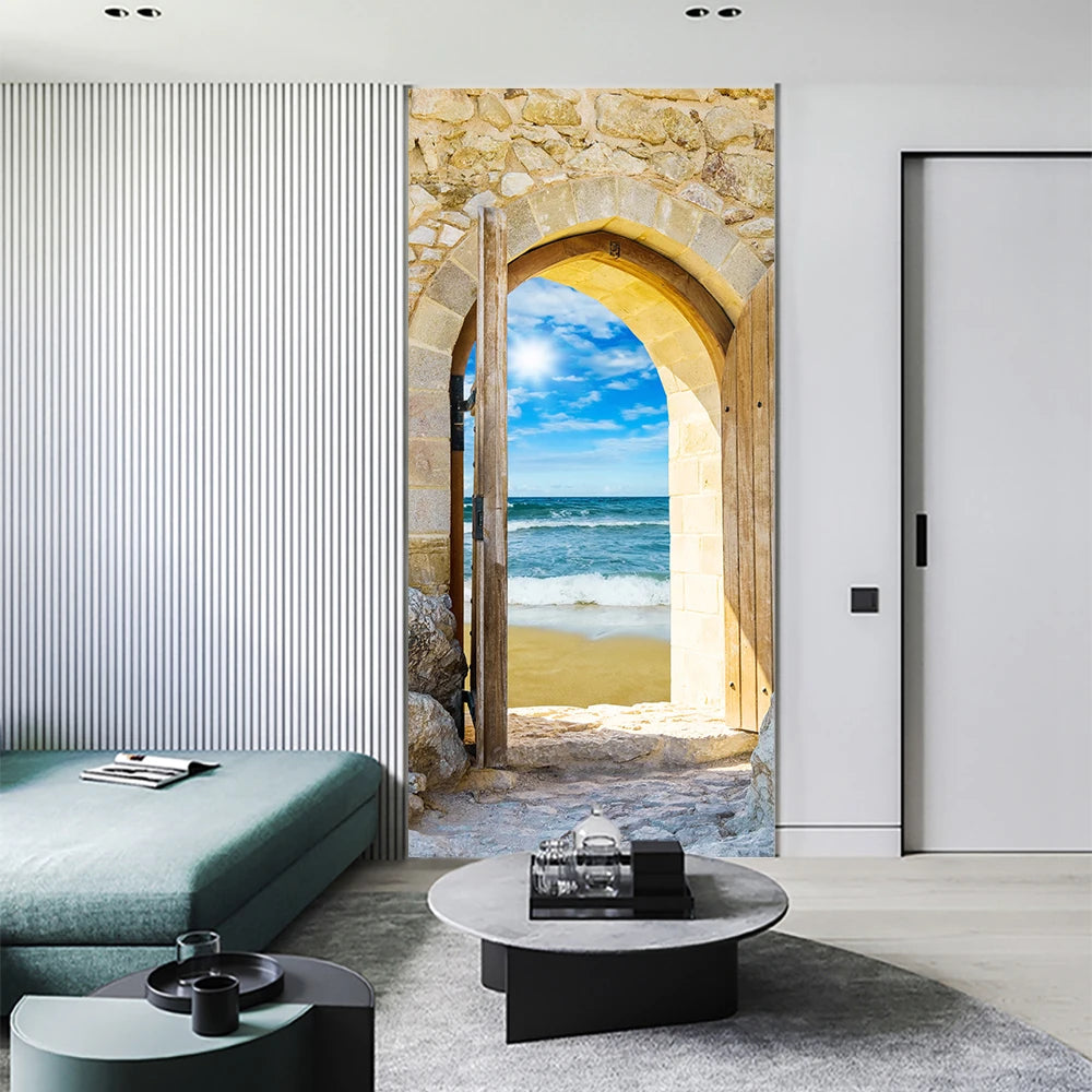 Simulation Of Gilt Leaves DIY Door Stickers Home Decoration Wall Sticker Kitchen Art Mural Peel & Stick Waterpoof PVC Wallpaper