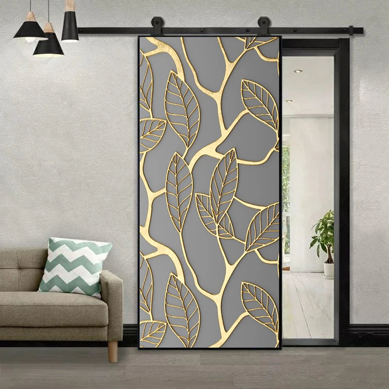 Simulation Of Gilt Leaves DIY Door Stickers Home Decoration Wall Sticker Kitchen Art Mural Peel & Stick Waterpoof PVC Wallpaper