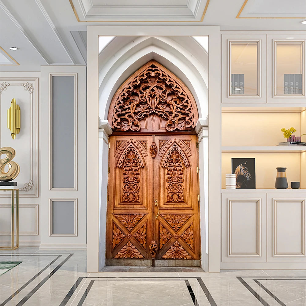 Simulation Of Gilt Leaves DIY Door Stickers Home Decoration Wall Sticker Kitchen Art Mural Peel & Stick Waterpoof PVC Wallpaper