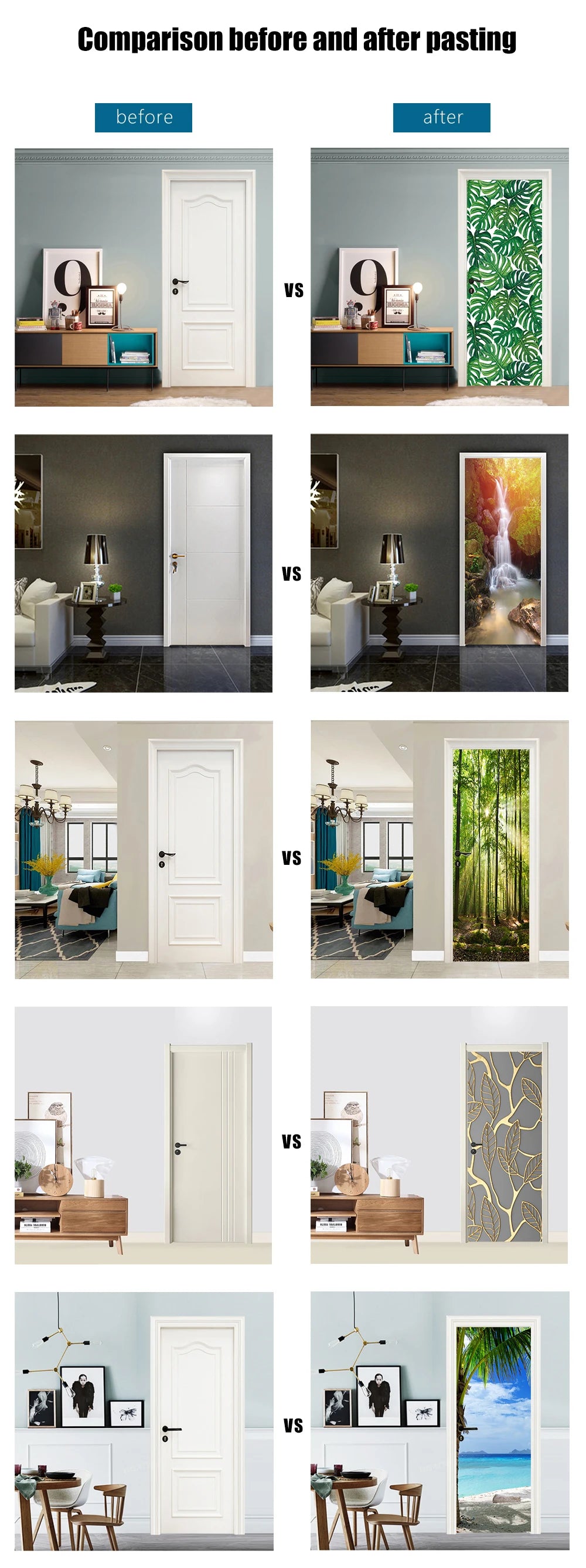 Simulation Of Gilt Leaves DIY Door Stickers Home Decoration Wall Sticker Kitchen Art Mural Peel & Stick Waterpoof PVC Wallpaper