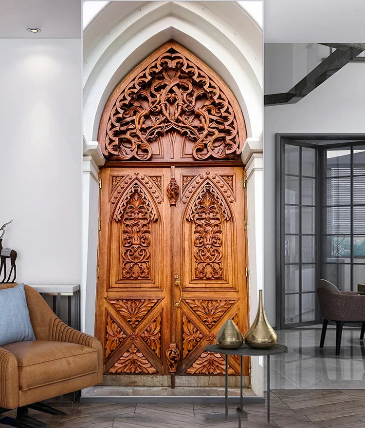 Simulation Of Gilt Leaves DIY Door Stickers Home Decoration Wall Sticker Kitchen Art Mural Peel & Stick Waterpoof PVC Wallpaper