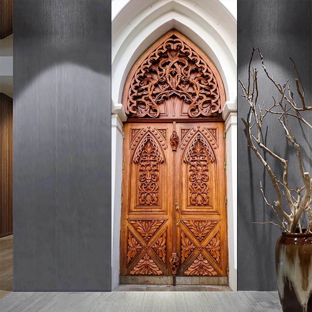 Simulation Of Gilt Leaves DIY Door Stickers Home Decoration Wall Sticker Kitchen Art Mural Peel & Stick Waterpoof PVC Wallpaper