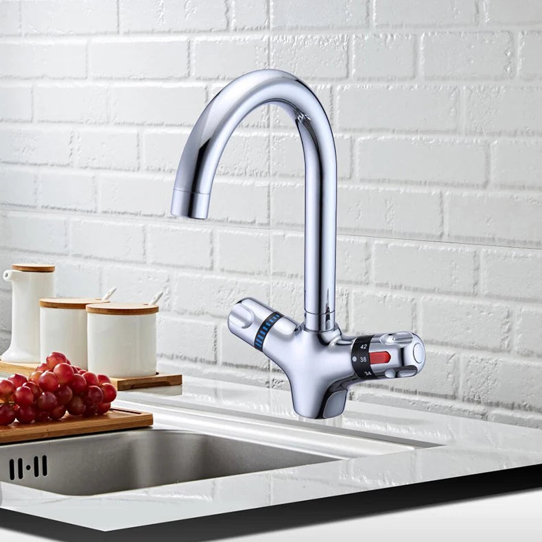 High Quality Brass Chrome Finish Kitchen Thermostatic Faucet,Constant Temperature Mixer Kitchen Faucet,The Mixer Basin Faucet