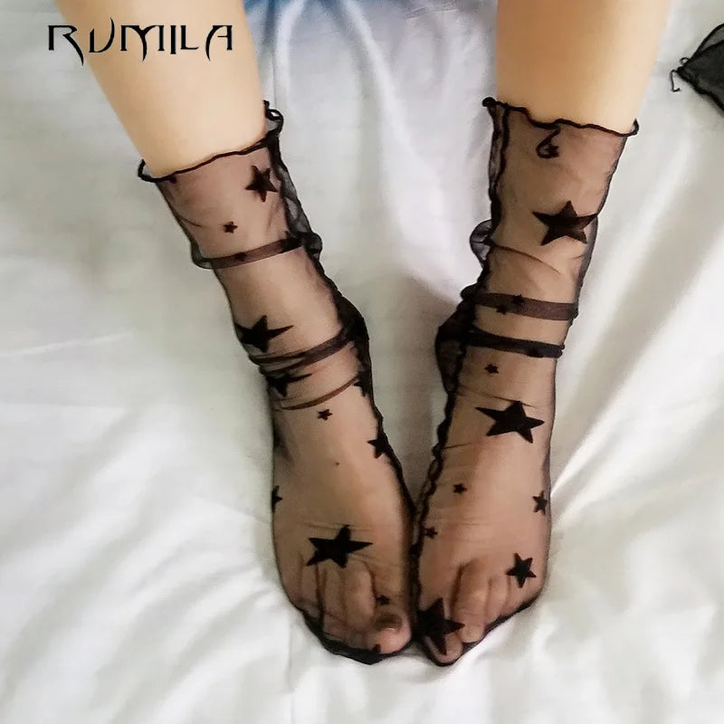 star Party Hollow out sexy pantyhose female Mesh black women transparent stocking slim fishnet stockings hosiery TT091