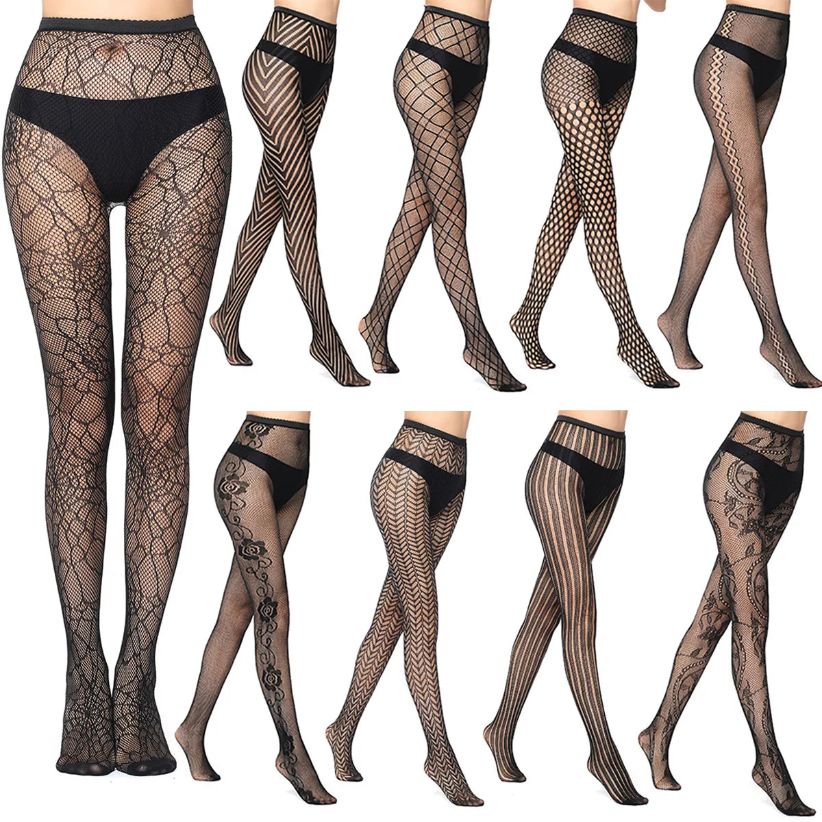 Women's Sexy Tights Black Socks Lace Leggings Floral Sheer Patterned Pantyhose Fishnet Stockings for Women