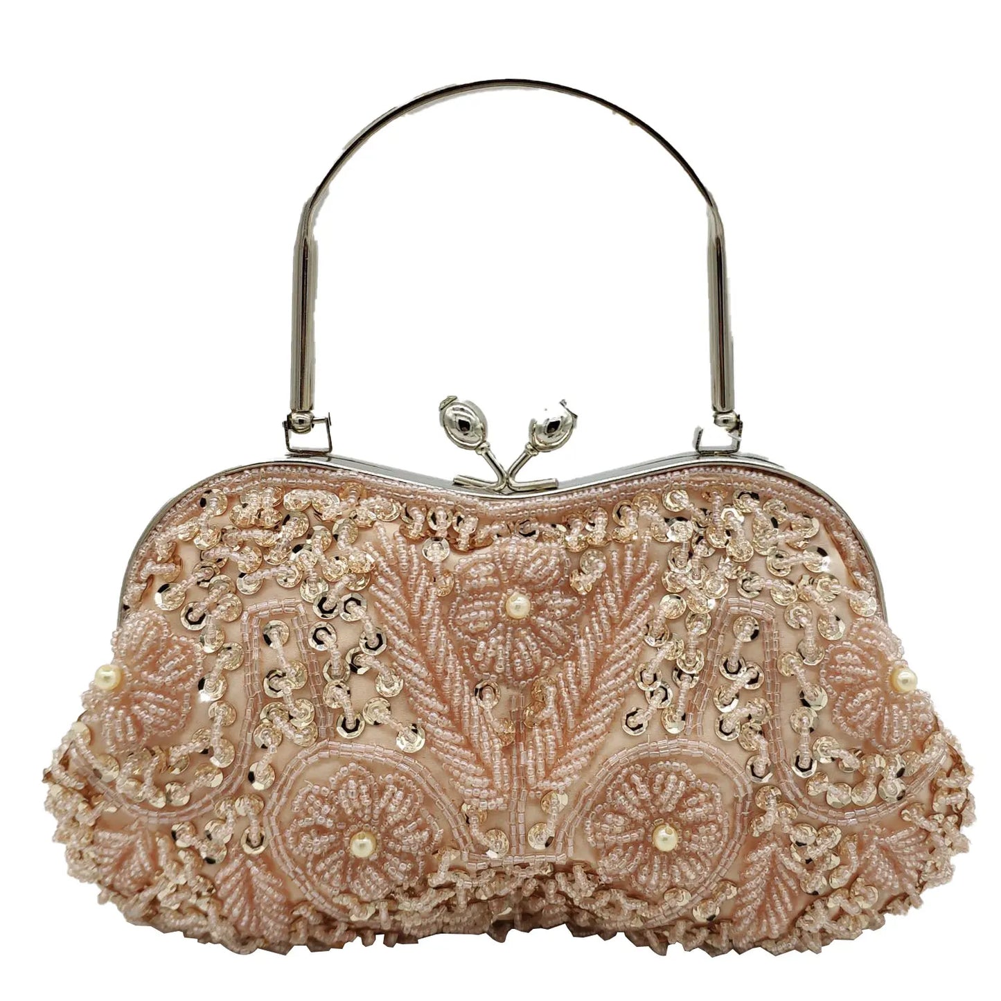 Boutique De FGG Elegant Frame Women Formal Beaded Evening Purses and Handbags Bridal Sequins Clutch Bag Cocktail Party Bag