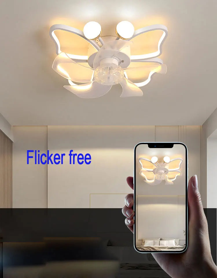 500mm butterfly Children Ceiling Fan with Light for Kids Room