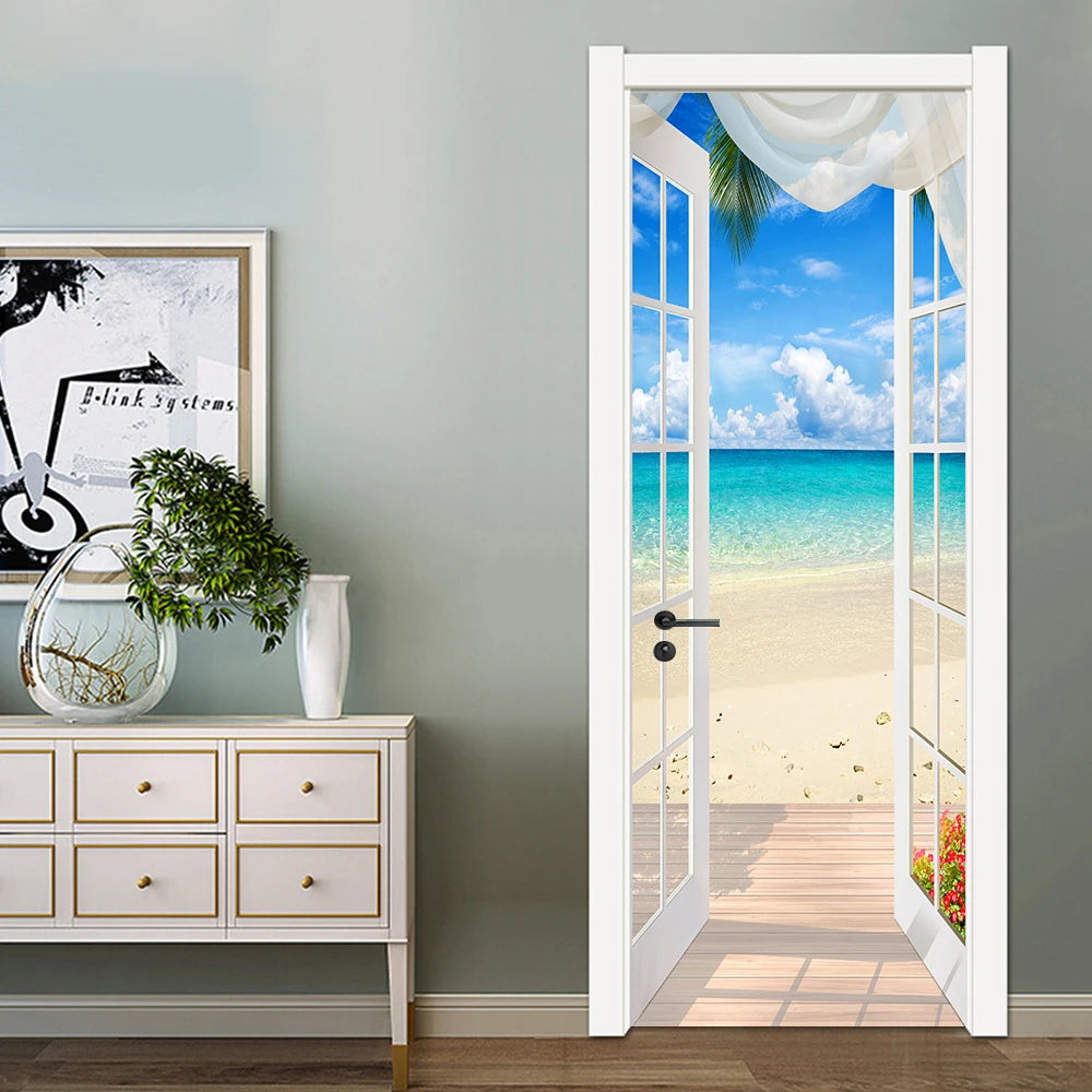 Simulation Of Gilt Leaves DIY Door Stickers Home Decoration Wall Sticker Kitchen Art Mural Peel & Stick Waterpoof PVC Wallpaper