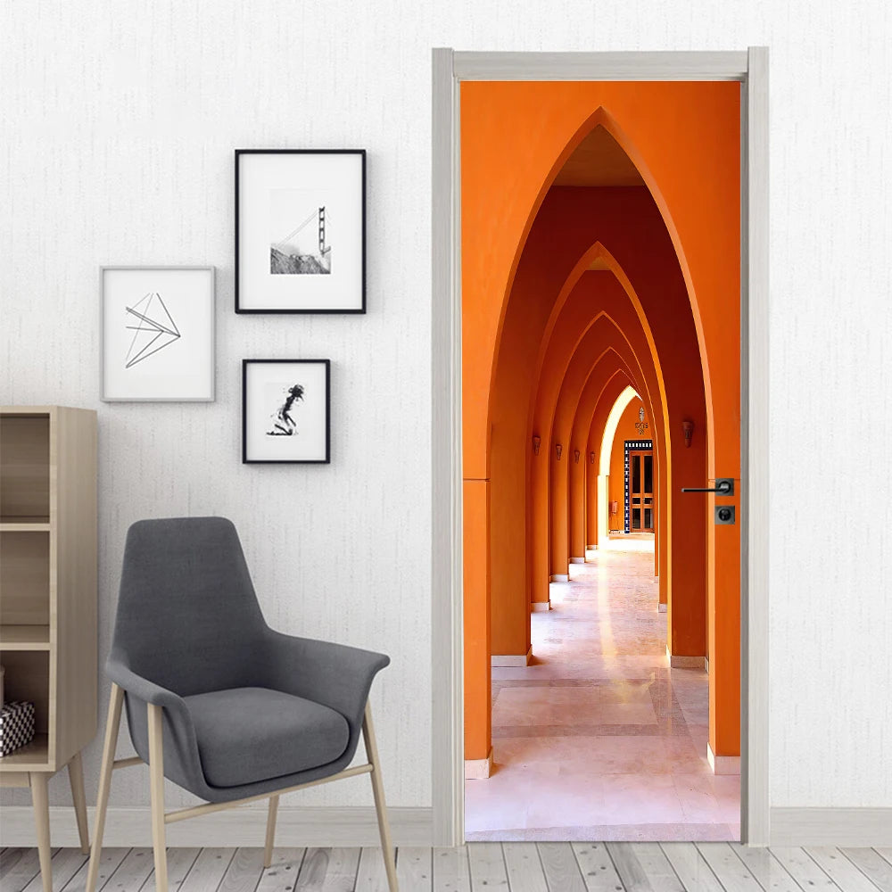 Simulation Of Gilt Leaves DIY Door Stickers Home Decoration Wall Sticker Kitchen Art Mural Peel & Stick Waterpoof PVC Wallpaper