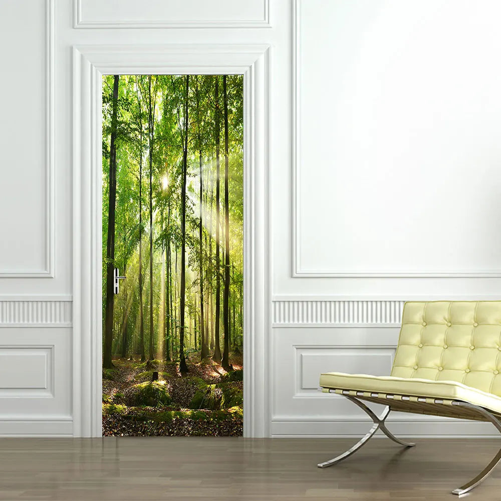 Simulation Of Gilt Leaves DIY Door Stickers Home Decoration Wall Sticker Kitchen Art Mural Peel & Stick Waterpoof PVC Wallpaper