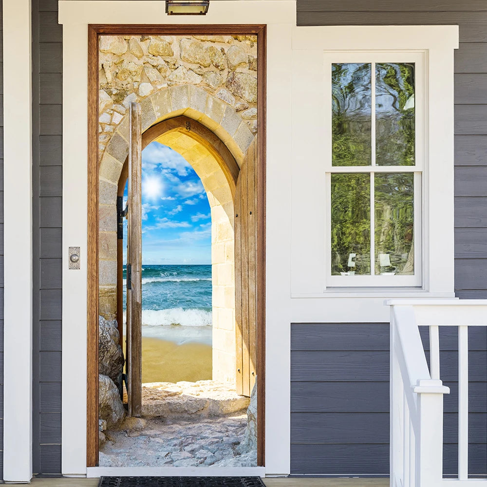 Simulation Of Gilt Leaves DIY Door Stickers Home Decoration Wall Sticker Kitchen Art Mural Peel & Stick Waterpoof PVC Wallpaper