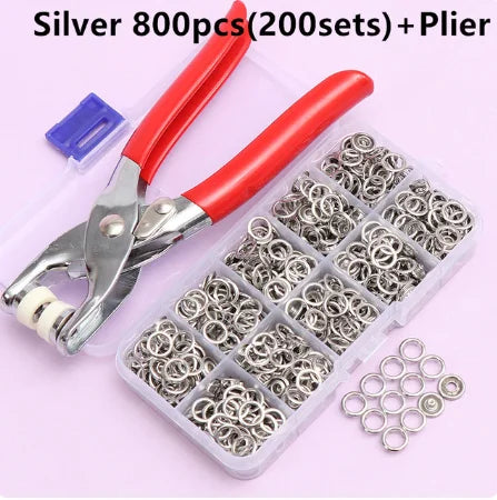 Five Claw Buckle Clamp Set, Baby's Clothes and Shoes Invisible Color Metal Buckle, Shoe Bag Belt Hole Snap Button Plier Tool