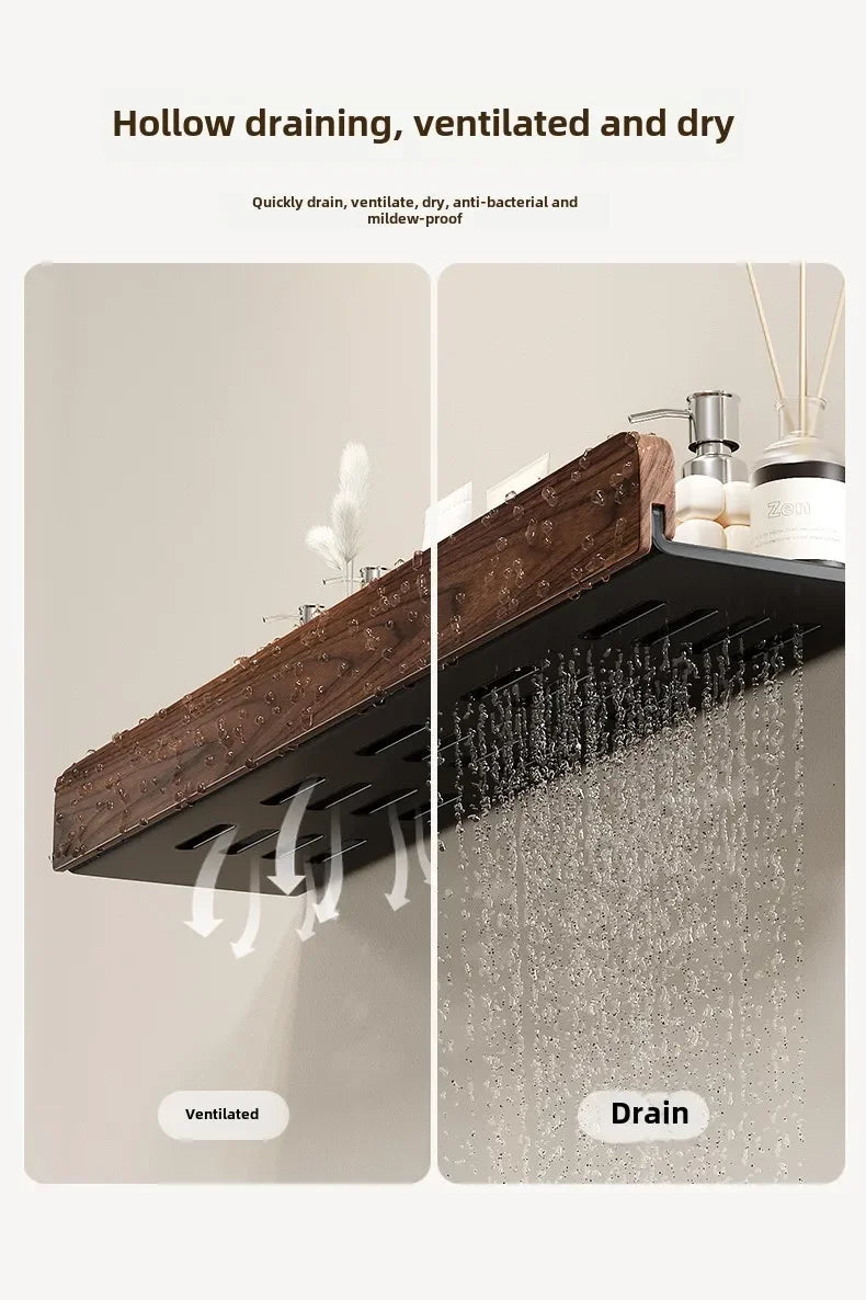 Walnut bathroom toilet shelf no punch toilet sink restroom wall storage towel racks