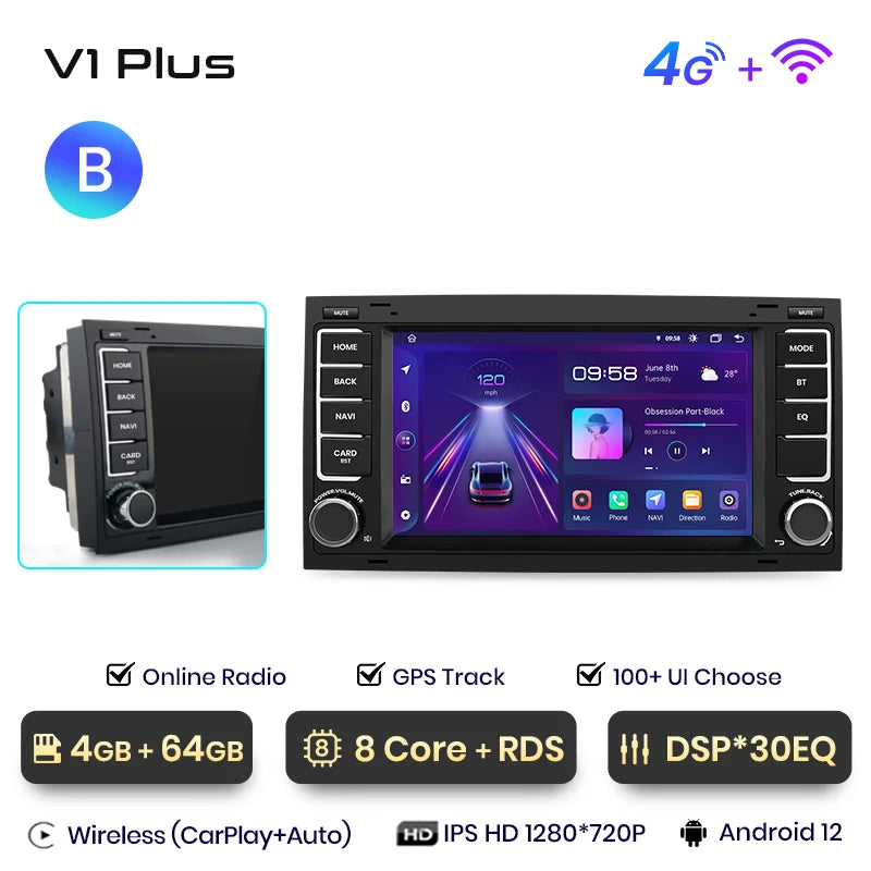 Junsun V1 Plus Car Radio For VW Volkswagen Touareg 2004 - 2011 Transporter wireless CarPlay Android Auto No 2 din 2din DVD