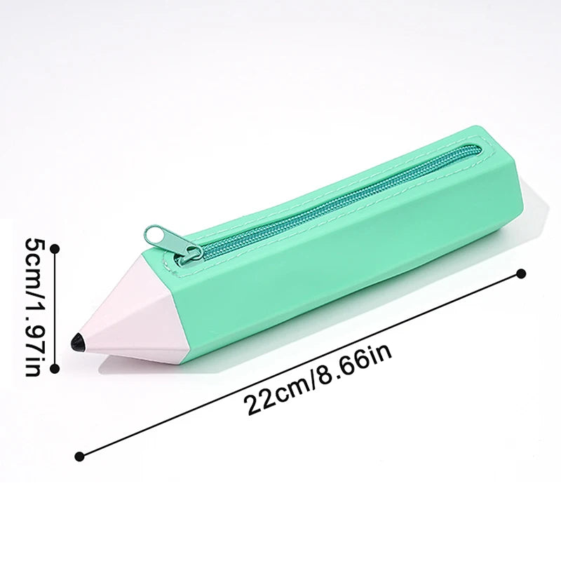 Creative Silicone Pen Bag Case Box Stocking Stuffers Candy Color Large Capacity Zipper Organizer Storage Bag Box Nice Gift