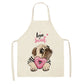 Cute Dog Pug Pattern Cotton Linen Sleeveless Chef Apron Kitchen Aprons Women Home Cooking Baking Waist Bib Pinafore 55x68cm