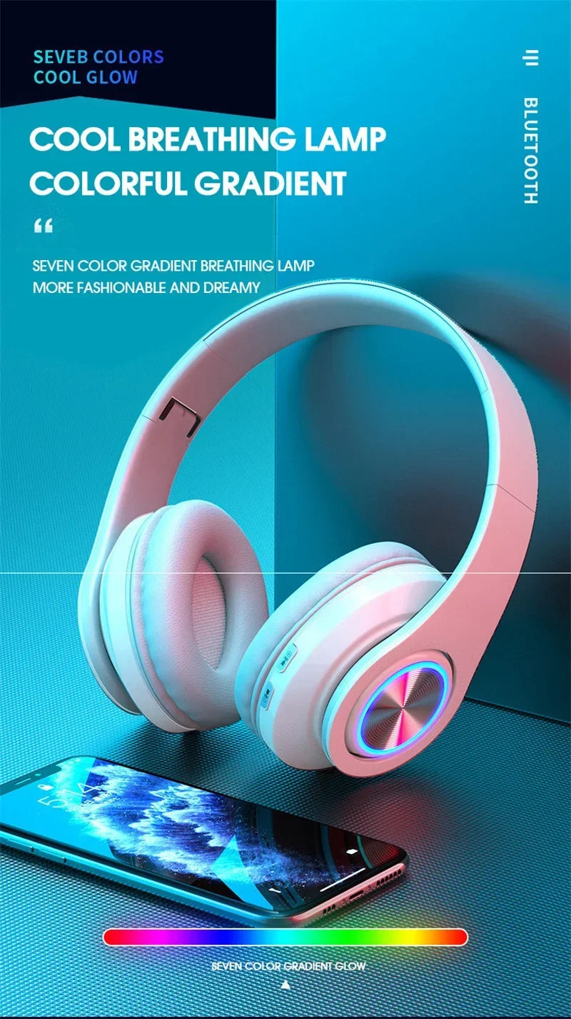 Wireless Headphones Foldable Bluetooth Headsets  With Mic Stereo Earphone Support TF Card FM For Xiaomi Iphone Sumsamg Phone