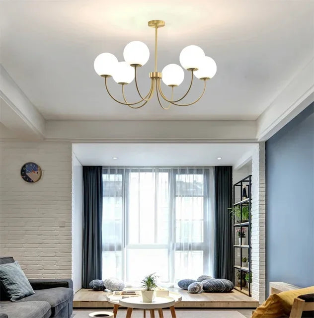 Modern luxury chandeliers E27 Bulb glass ball chandelier minimalism suspension design Living Room kitchen island pendant light