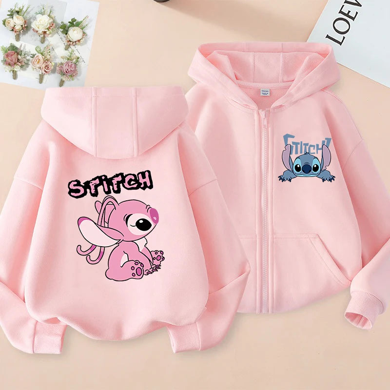 Funny Zip Up Sweatshirts Stitch Hoodie Children Clothes Kid Girl Boy Lilo and Stitch Sweatshirt Zipper Hoody Baby Casual Top