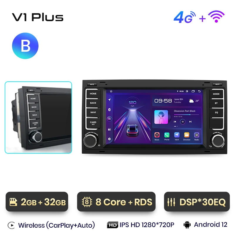 Junsun V1 Plus Car Radio For VW Volkswagen Touareg 2004 - 2011 Transporter wireless CarPlay Android Auto No 2 din 2din DVD