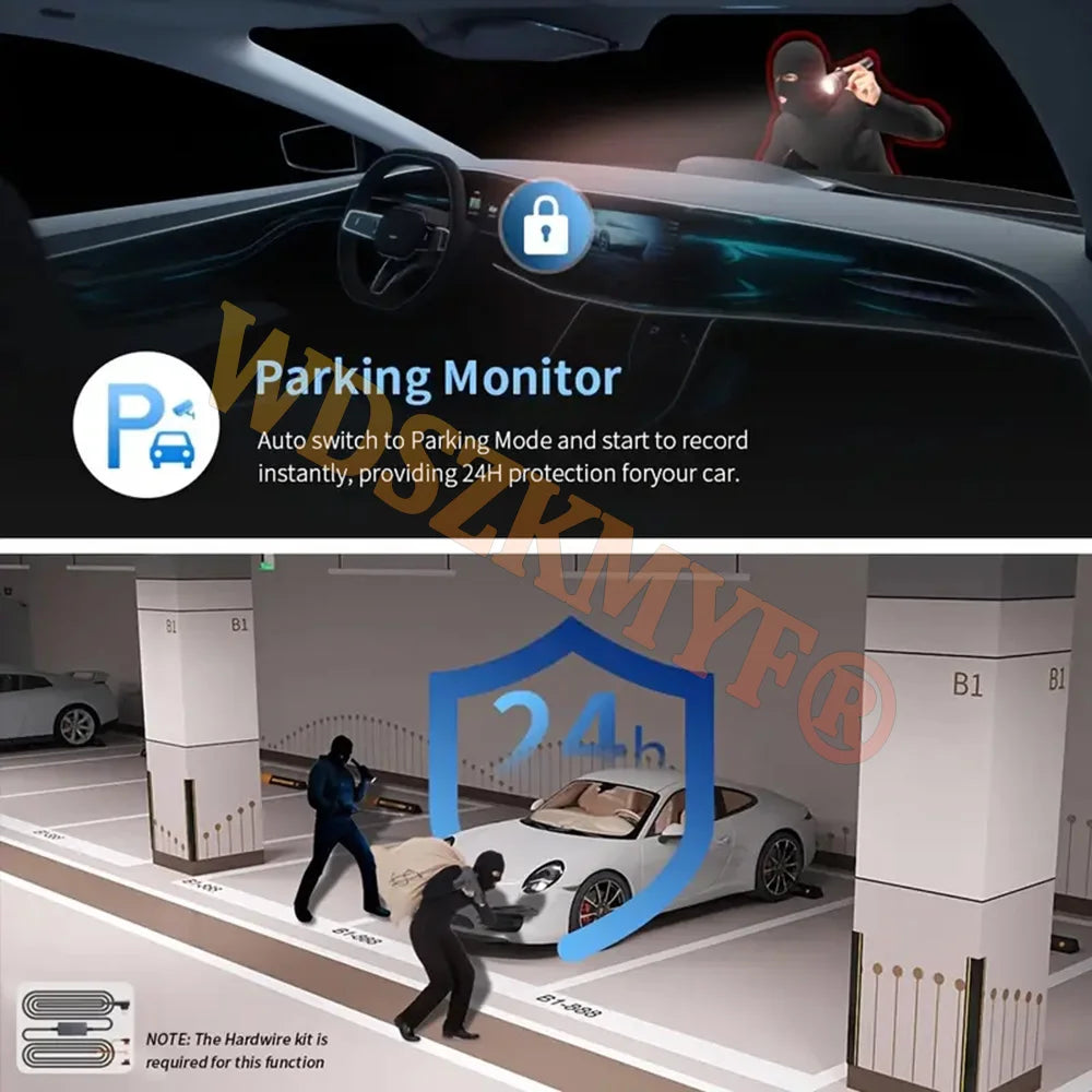 Touch Screen Dual-Lens Car DVR 4-inch 1080P Dash Cam for Cars Video Recorder Optional Rear View Camera 24H Parking Monitor