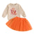 Kids Baby Girl Thanksgiving Outfits Letter Embroidery Long Sleeve Sweatshirt and Orange Tulle Skirt 2 Pcs Party Sets 1-7Years