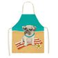 Cute Dog Pug Pattern Cotton Linen Sleeveless Chef Apron Kitchen Aprons Women Home Cooking Baking Waist Bib Pinafore 55x68cm