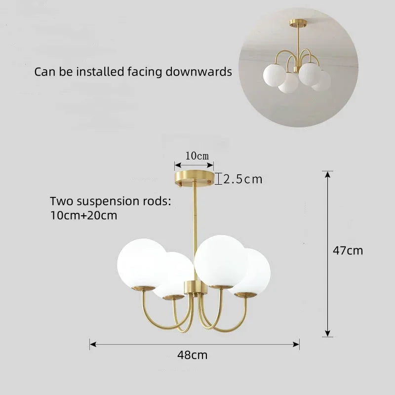 Modern luxury chandeliers E27 Bulb glass ball chandelier minimalism suspension design Living Room kitchen island pendant light