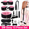 Exotic Bed Bondage Set BDSM Kits Exotic Sex Toys For Adults Games Leather Handcuffs Whip Gag Nipple Clamps Women Sex Products