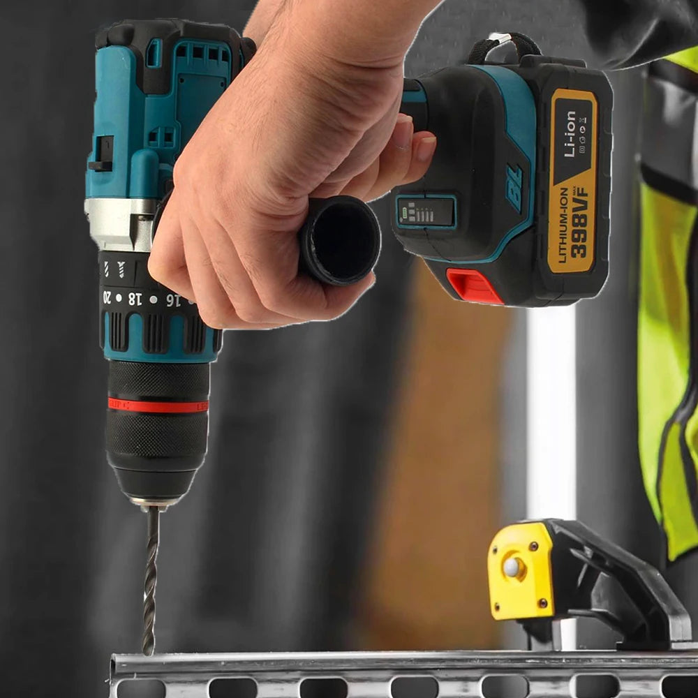 480N.M Brushless Electric Impact Drill 13mm Cordless Drill Electric Screwdriver DIY Driver Power Tool for Makita 18V Battery Pin