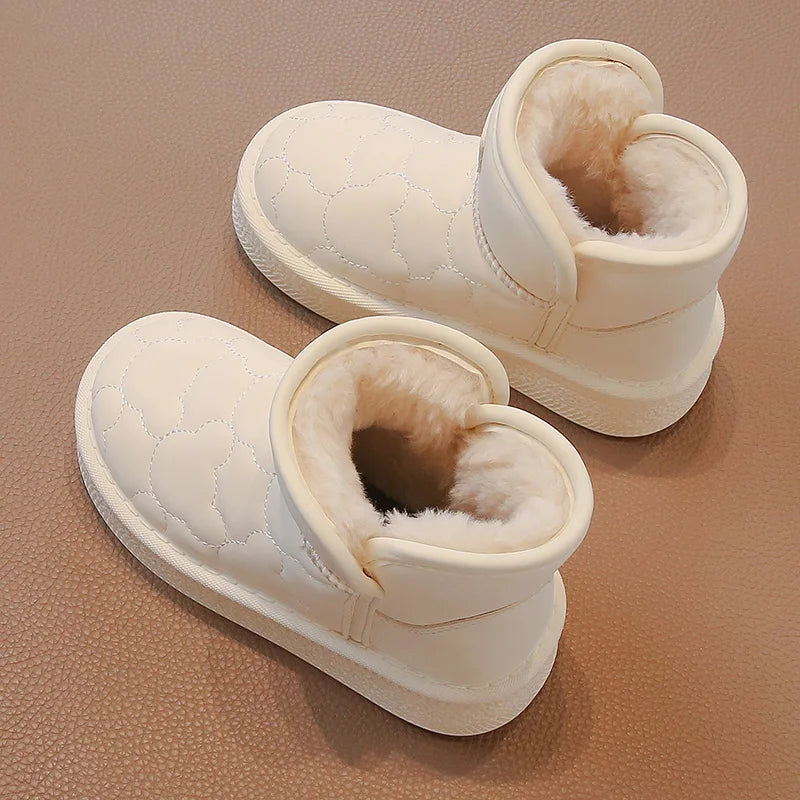 Children's Snow Boots 3-18 Years Old White Waterproof Non-slip Boys Girls Cotton Shoes Winter Soft Non-slip Kids Short Boots