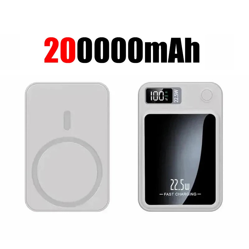 New 200000mAh Magnetic Power Bank Wireless Fast Charger For Magsafe Portable Auxiliary Battery Pack For iphone Huawei Xiaomi