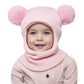 Kids Yarn Knit Balaclava Cap Autumn Winter Pullover Ear Protection Double Ball One-piece Baby Christmas Gift Hat
