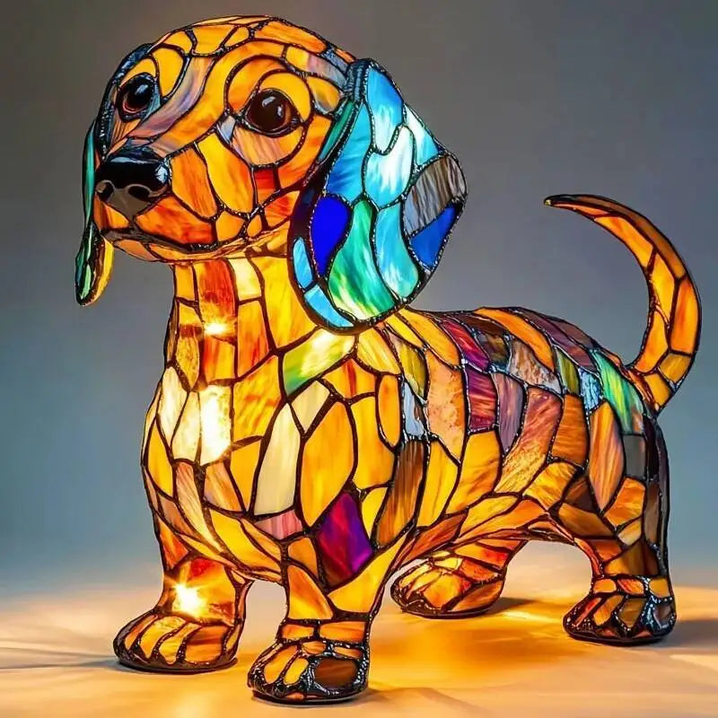 Dog Series Art Night Light Pug Lamp Stained Resin Mosaic Light Corgi Dachshund Dog Decoration Funny Gift For Pets Lover Children