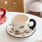 340ML Hand-painted Flower Love heart Ceramic Coffee Cup with Saucer Home Office Water Cup Breakfast Milk Juice Teacup Gift Set