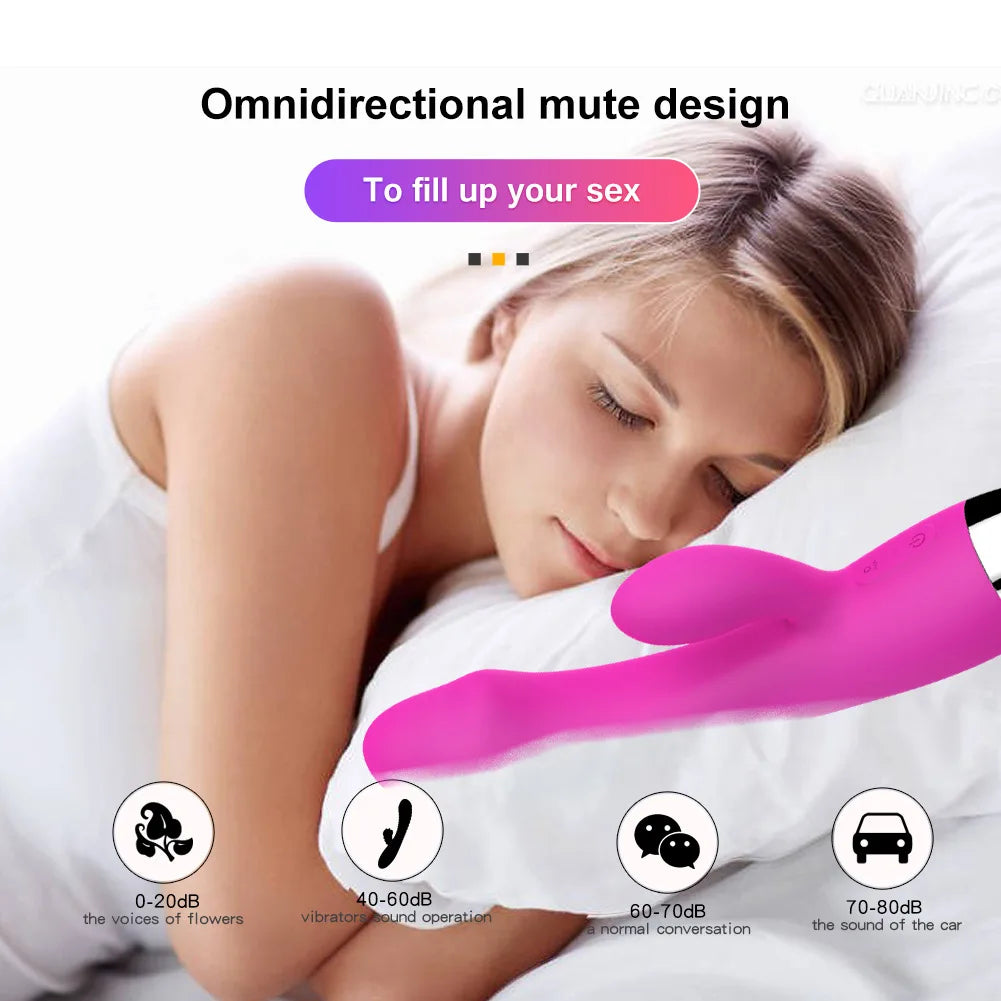 Dual-Headed Multi-Speed G-Spot Vibrator for Women, Body-Safe Silicone Clitoral and Vaginal Stimulator with Ergonomic Design