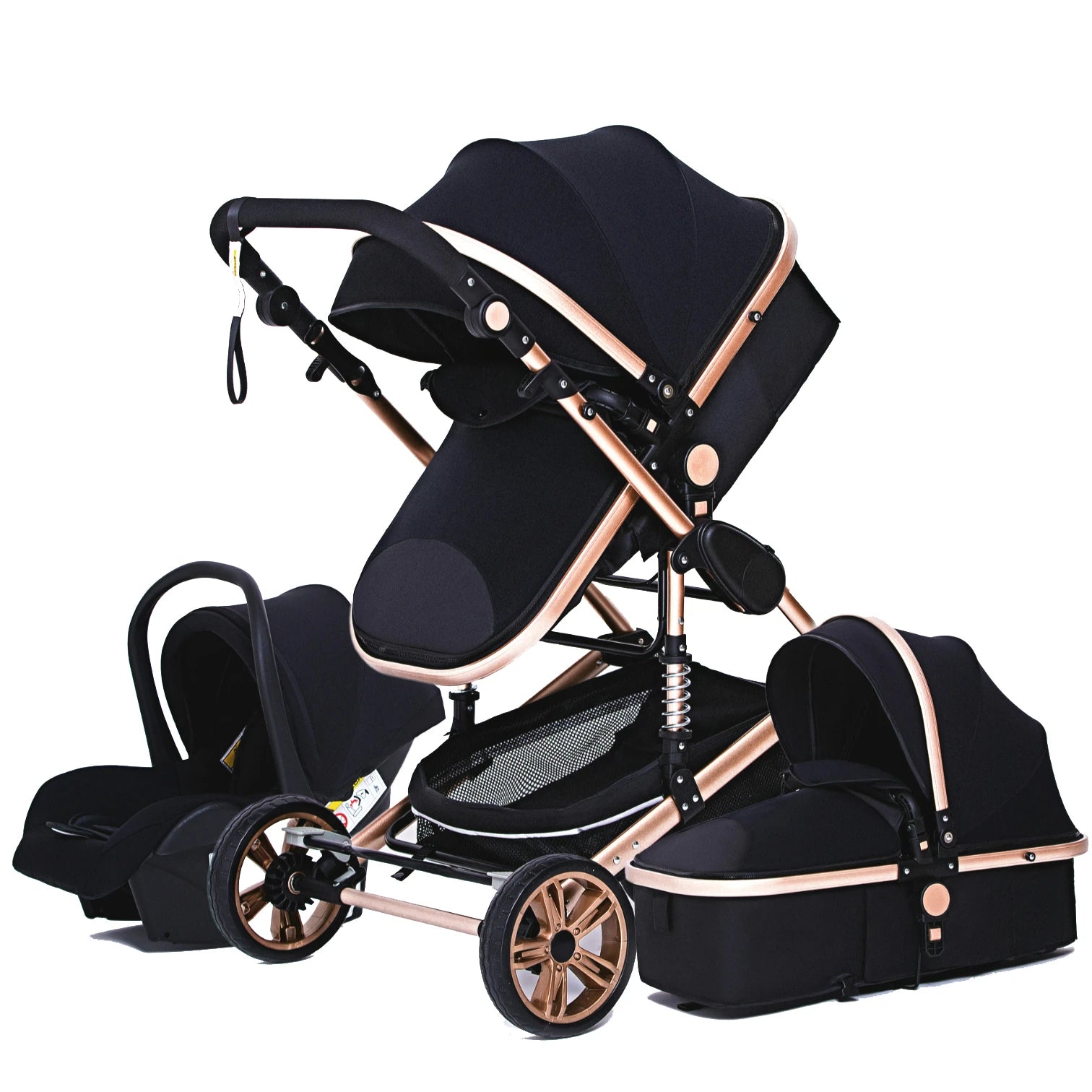 Luxurious 3 in 1  Portable Travel Baby Stroller High Landscape Aluminum Frame Foldable Pram Newborn Infant Four-Wheel Carriage