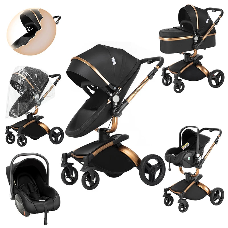 Magic ZC Lightweight stroller Baby stroller 3 in 1 Baby carriage strollers for baby light carts Baby carriage PU 3in1 stroller