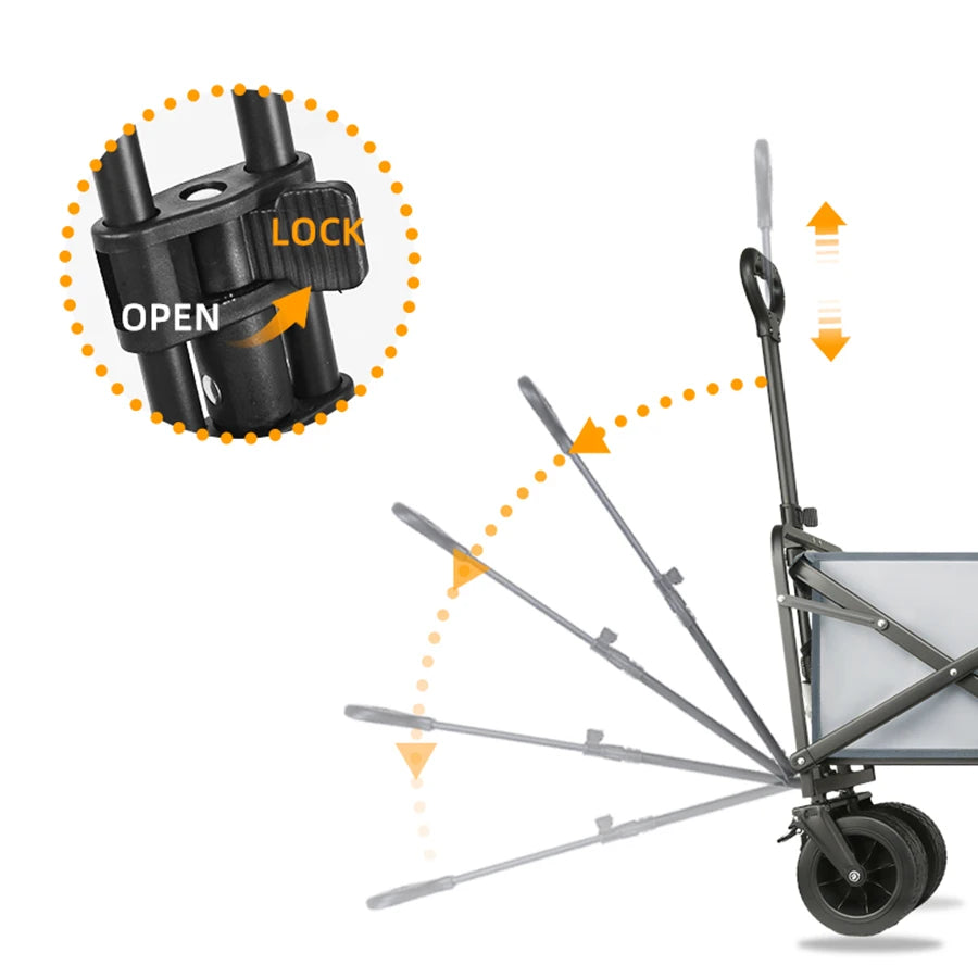 Extra Long Extender Collapsible Wagon Cart Large Weight Capacity Heavy Duty Beach Wagon Cart Outdoor Portable Camping Equipment