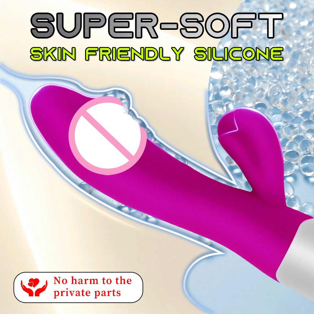 Rechargeable Dildo Rabbit Vibrator Dual Vibration G Spot Vagina Massager AV Stick Clitoris Sex Toys for Women Female Masturbator