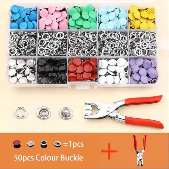 Five Claw Buckle Clamp Set, Baby's Clothes and Shoes Invisible Color Metal Buckle, Shoe Bag Belt Hole Snap Button Plier Tool